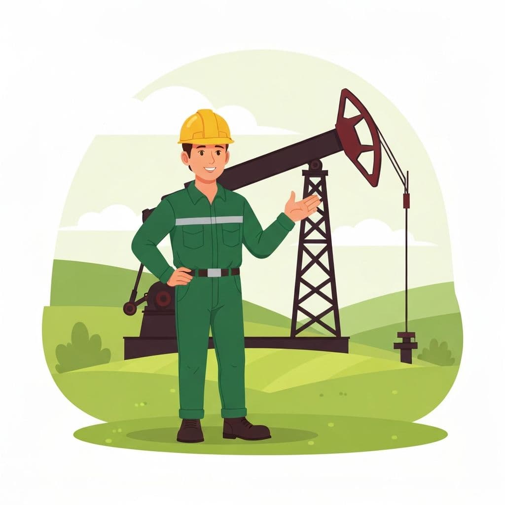 Oil well worker illustration